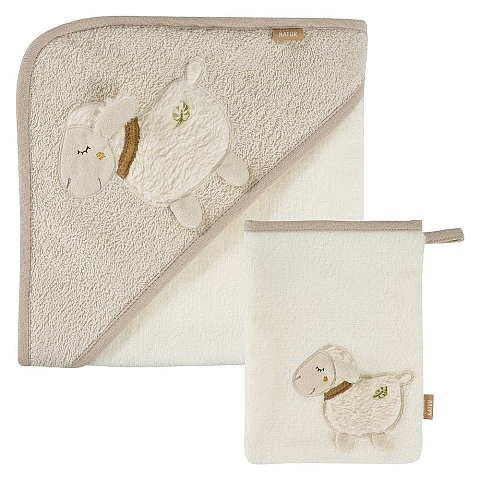 Fehn 046151 Babyhandtuch Beige, Weiß Baumwolle 1 Stück(e)