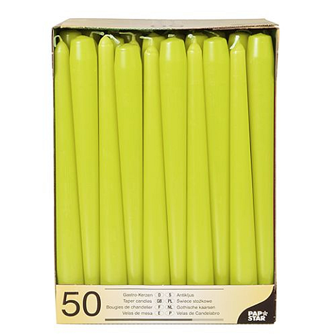 Papstar 81113 Wachskerze Rund Grün, Limette 50 Stück(e)