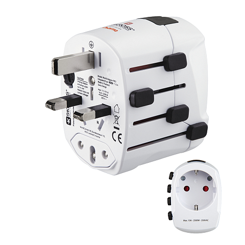 Hama World Travel Pro Netzstecker-Adapter Universal Weiß