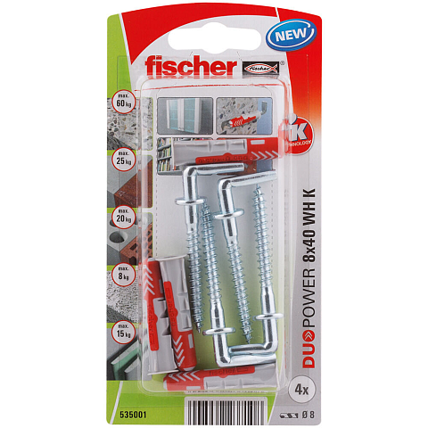 Fischer 535001 Schraubanker/Dübel 4 Stück(e) Schrauben- & Dübelsatz 40 mm