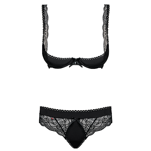 Obsessive Miamor S/M Wäsche-Set Schwarz, Durchscheinend Elastan, Polyamid