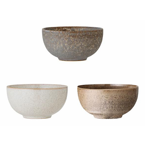 Bloomingville Addison Schüssel-Set 0,7 l Rund Steingut Grau 3 Stück(e)