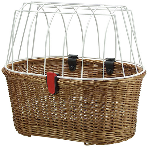 KLICKfix Doggy Basket Hinten Fahrradkorb 40 l Weiß, Holz