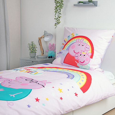 HERDING Peppa Wutz Winterbettwäsche-Set ‘My Family’ – 135×200 cm, Flanell