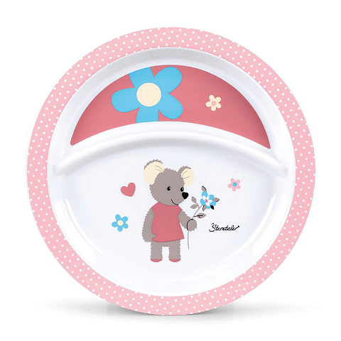 Sterntaler Teller Maus Mabel in Rosa mit einer Unterteilung