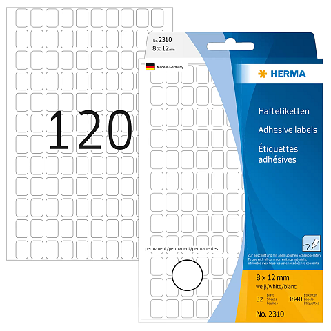 HERMA Vielzwecketiketten 8x12 mm weiß Papier matt Handbeschriftung 3840 St.
