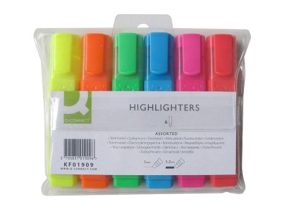 Q-CONNECT KF01909 Filzstift Fein / Mittel Blau, Grün, Orange, Pink, Rot, Gelb 6 Stück(e)
