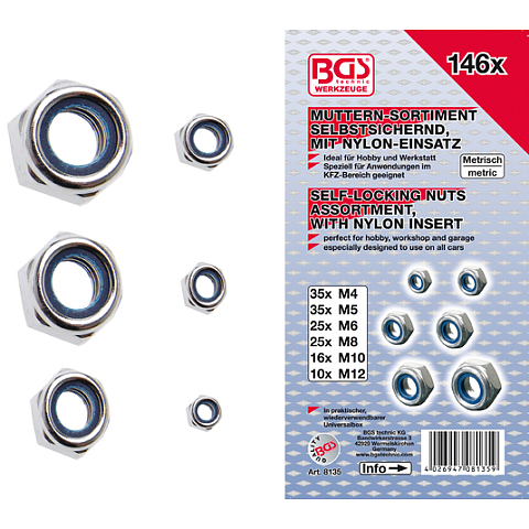 BGS technic 8135 Mutter Sechskantmutter 146 Stück(e)