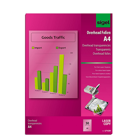 Sigel LF620 Druckfolie Laser A4 (210×297 mm) Transparent 50 Blätter