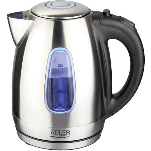 Adler AD1223 Wasserkocher 1,7 l 2000 W Schwarz, Edelstahl
