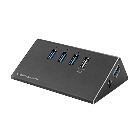 LC-Power LC-HUB-ALU-2B-4 Schnittstellen-Hub USB 3.2 Gen 1 (3.1 Gen 1) Type-A 5000 Mbit/s Schwarz