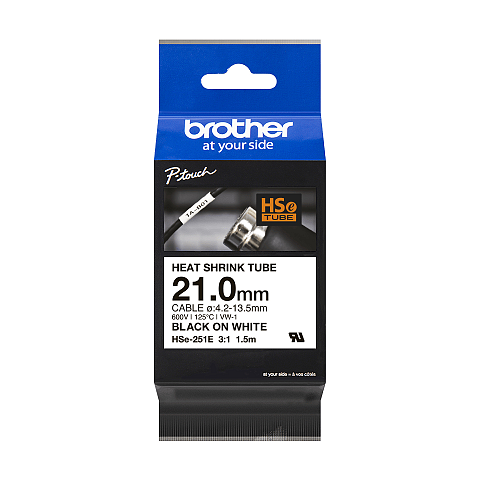 Brother HSE-251E Etiketten erstellendes Band Schwarz auf weiss