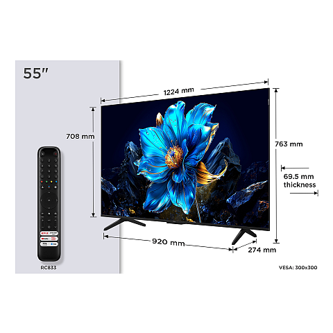 TCL P7K 55P7K Fernseher 139,7 cm (55") 4K Ultra HD Smart-TV WLAN Metallisch 450 cd/m²