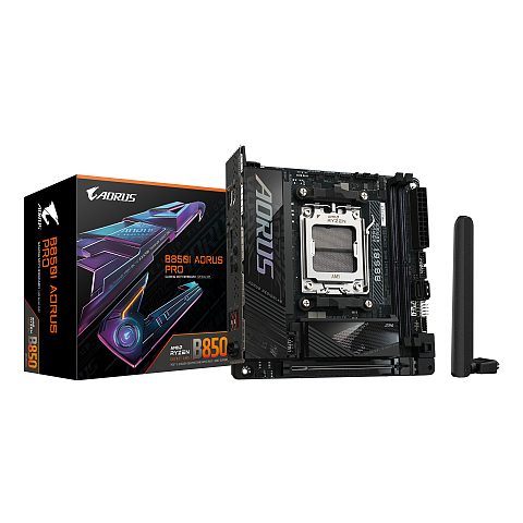 GIGABYTE B850I AORUS PRO Motherboard - Unterstützt AMD Ryzen 9000 Serie CPUs, 8+2+1 Phasen Digital-VRM, bis zu 8400MHz DDR5 (OC), 1xPCIe 5.0 + 1xPCIe 4.0 M.2, 2.5LAN, WIFI 7, USB 3.2 Gen 2