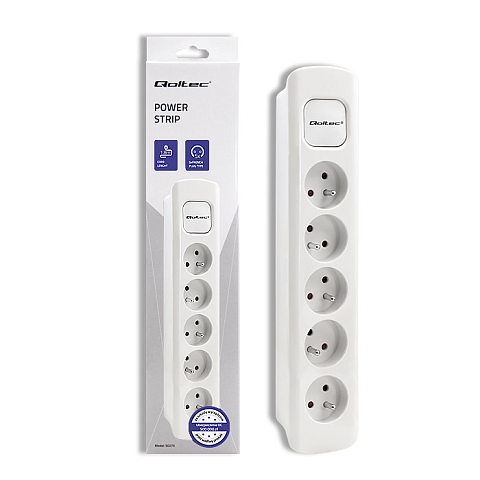 Qoltec 50276 Verlängerungskabel 1,8 m 5 AC-Ausgänge Drinnen Weiß