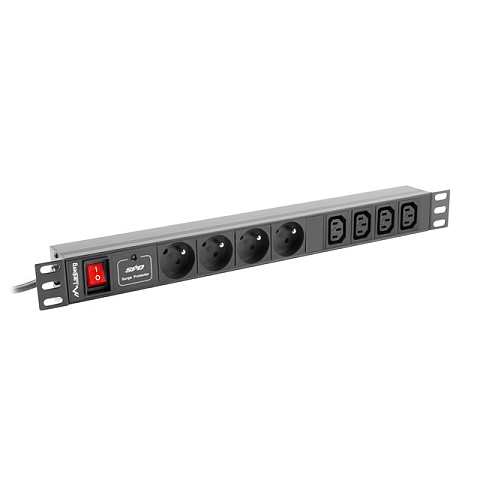 Lanberg PDU-04E04I-0200-IEC-BK Stromverteilereinheit (PDU) 4 AC-Ausgänge 1U Schwarz