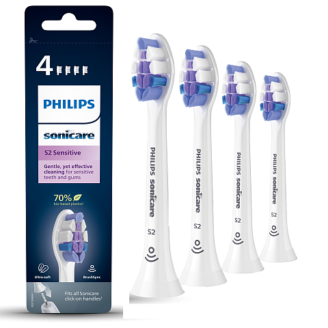 Philips S2 Sensitive HX6054/10 4x Ultra Soft Bürstenköpfe für Schallzahnbürste
