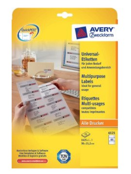 Avery 6121 Druckeretikett Weiß