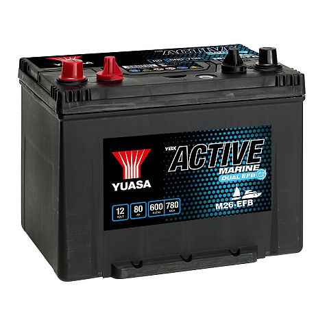 Yuasa M26EFB Fahrzeugbatterie EFB (Enhanced Flooded Battery) 80 Ah 12 V 600 A Marine