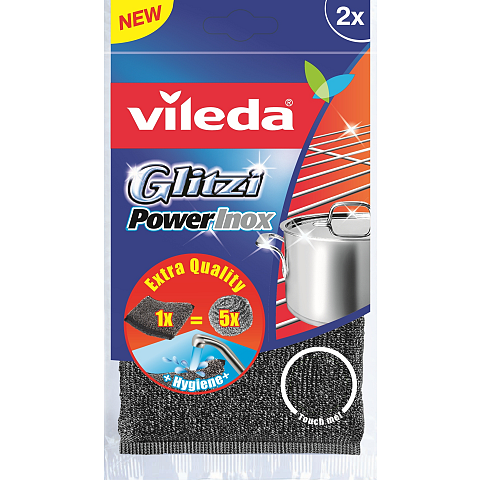 Vileda 141656 Scheuerschwamm Stoff, Edelstahl Grau, Edelstahl