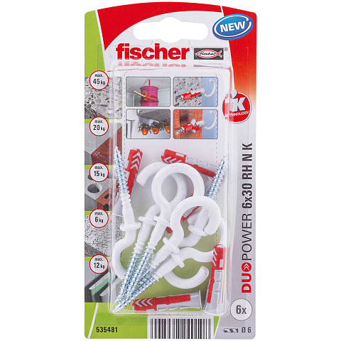 Fischer 535481 Schraubanker/Dübel 6 Stück(e) Schrauben- & Dübelsatz 30 mm