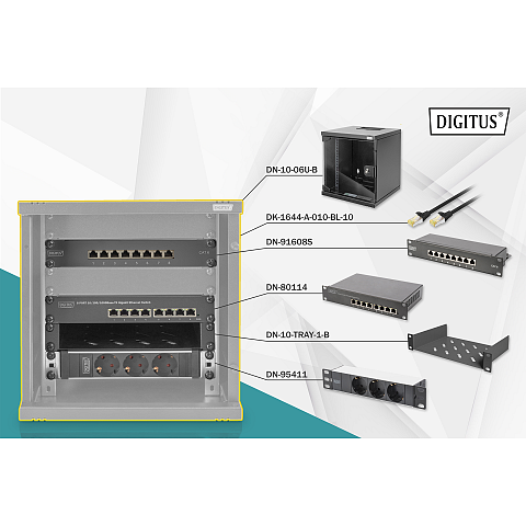 Digitus Netzwerk-Set 254 mm (10") - 6HE, 312 x 300 mm (B x T)