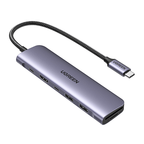 Ugreen 15214 laptop-dockingstation & portreplikator Kabelgebunden USB 3.2 Gen 1 (3.1 Gen 1) Type-C Lila, Metallisch
