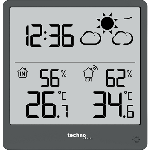 Technoline WS 9138 Digitale Wetterstation Grau Akku