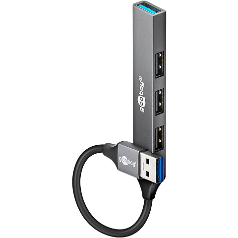 Goobay 74456 Schnittstellen-Hub USB 3.2 Gen 1 (3.1 Gen 1) Type-A 5000 Mbit/s Hellgrau