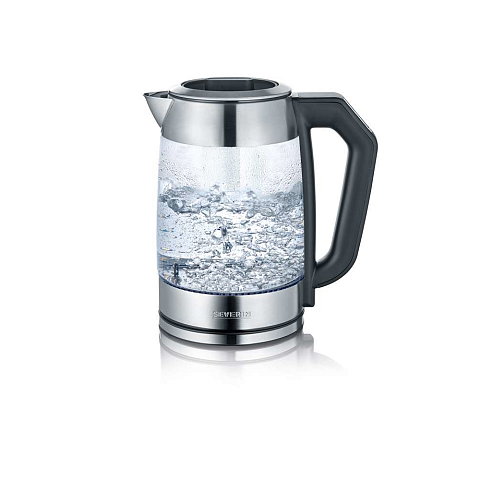 Severin WK 3477 Wasserkocher 1,7 l 2200 W Schwarz, Silber, Transparent
