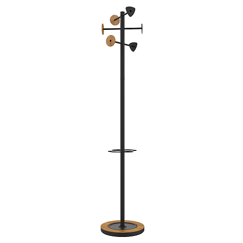 Unilux BORA Gaderobe Bodenstehend 6 Haken Holz, Schwarz