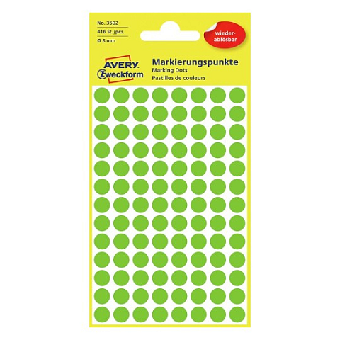 Avery 3592 selbstklebendes Etikett Rund Entfernbar Grün 416 Stück(e)