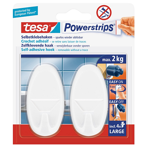 TESA 58013-00049 Handtuchhaken Weiß 2 Stück(e)