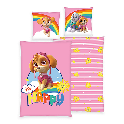 HERDING Paw Patrol Bettwäsche-Set ‘Be Happy’ – 135×200 cm, Linon