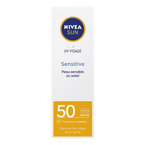 NIVEA UV Face Soothing Sensitive Sun Cream SPF 50+ Sonnenschutzcreme Gesicht Erwachsene