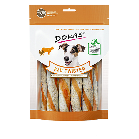 Dokas Kau-Twister Hund Snacks Rind, Huhn, Kutteln 200 g