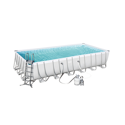 Bestway Power Steel Rectangular 7.32m x 3.66m x 1.32m, Grau/Blau