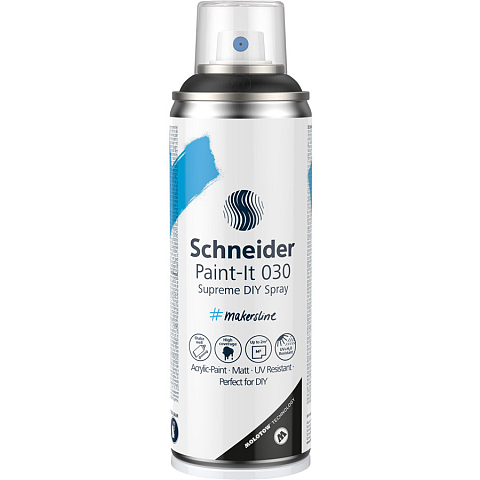 Schneider Schreibgeräte Paint-It 030 Supreme DIY Acrylfarbe 200 ml Schwarz Sprühdose