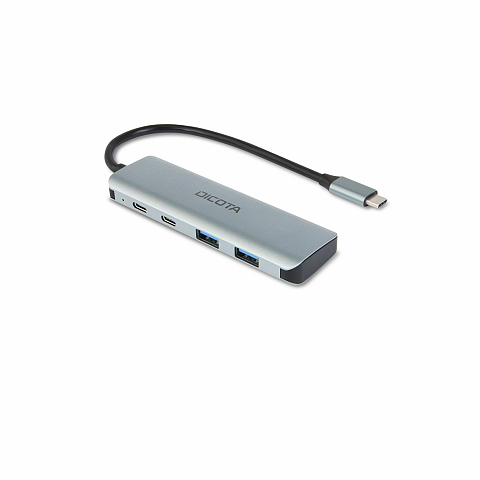 DICOTA D32061 Schnittstellen-Hub USB Typ-C 10000 Mbit/s Silber
