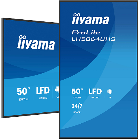iiyama LH5064UHS-B1AG Signage-Display Digital Signage Flachbildschirm 127 cm (50") WLAN 500 cd/m² 4K Ultra HD Schwarz Eingebauter Prozessor Android 24/7