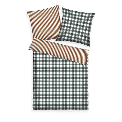HERDING TOM TAILOR Winterbettwäsche - Classic Check Forest & Rusty Red - 80-x-80-cm-135-x-200-cm