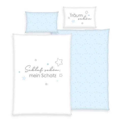 HERDING babybest® Bettwäsche - Kleiner Schatz Blau - flanell