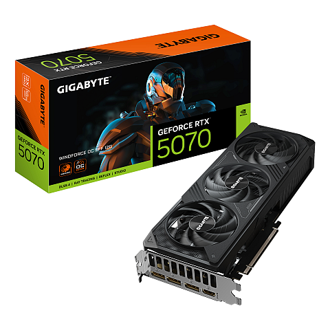 GIGABYTE GeForce RTX 5070 WINDFORCE OC SFF 12G Grafikkarte - 12GB GDDR7, 192 Bit, PCI-E 5.0, 2542 MHz Core Clock, 3 x DP 2.1a, 1 x HDMI 2.1b, NVIDIA DLSS 4, GV-N5070WF3OC-12GD