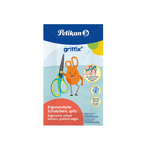 Pelikan 820905 Büro- & Bastelschere Gerader Schnitt Blau, Edelstahl, Gelb