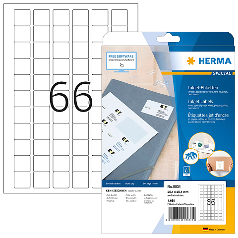 HERMA Inkjet-Etiketten A4 25.4x25.4 mm weiß Papier matt 1650 St.