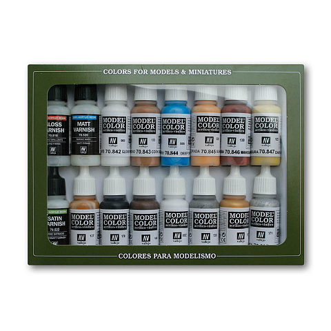 Vallejo 70102 Acrylfarbe 17 ml Schwarz, Blau, Braun, Gold, Grau, Silber, Weiß Flasche