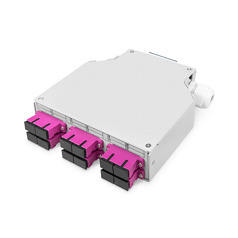 Digitus LWL-Hutschienenbox, MM-OM4, bestückt, mit SC-Adapter und Pigtail