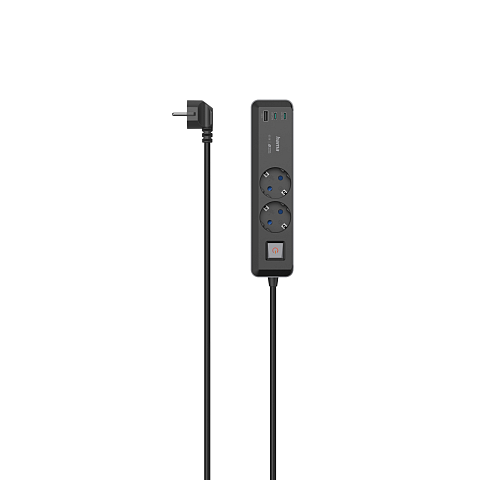 Hama 00223188 Verlängerungskabel 1,4 m 2 AC-Ausgänge Drinnen Schwarz
