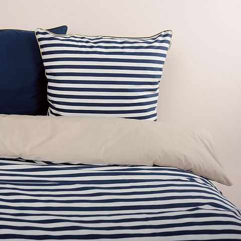 HERDING TOM TAILOR Bettwäsche-Set 'Stripes with a Kick Dark Navy & Sunny Sand' - 80-x-80-cm-135-x-200-cm