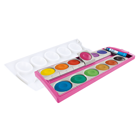 Pelikan Farbkasten K12® Pink/Glitzer inkl. Deckweiß, 12 Farben